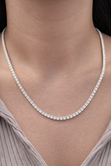 IGI Certified 9.56ct 17" Tennis Necklace 14K Yellow Gold