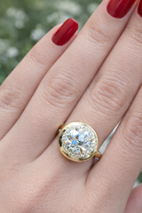 Bubble Halo Ring with Old European Cut Lab Diamond In 14K Yellow Gold