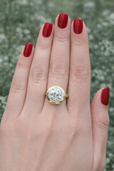 Bubble Halo Ring with Old European Cut Lab Diamond In 14K Yellow Gold