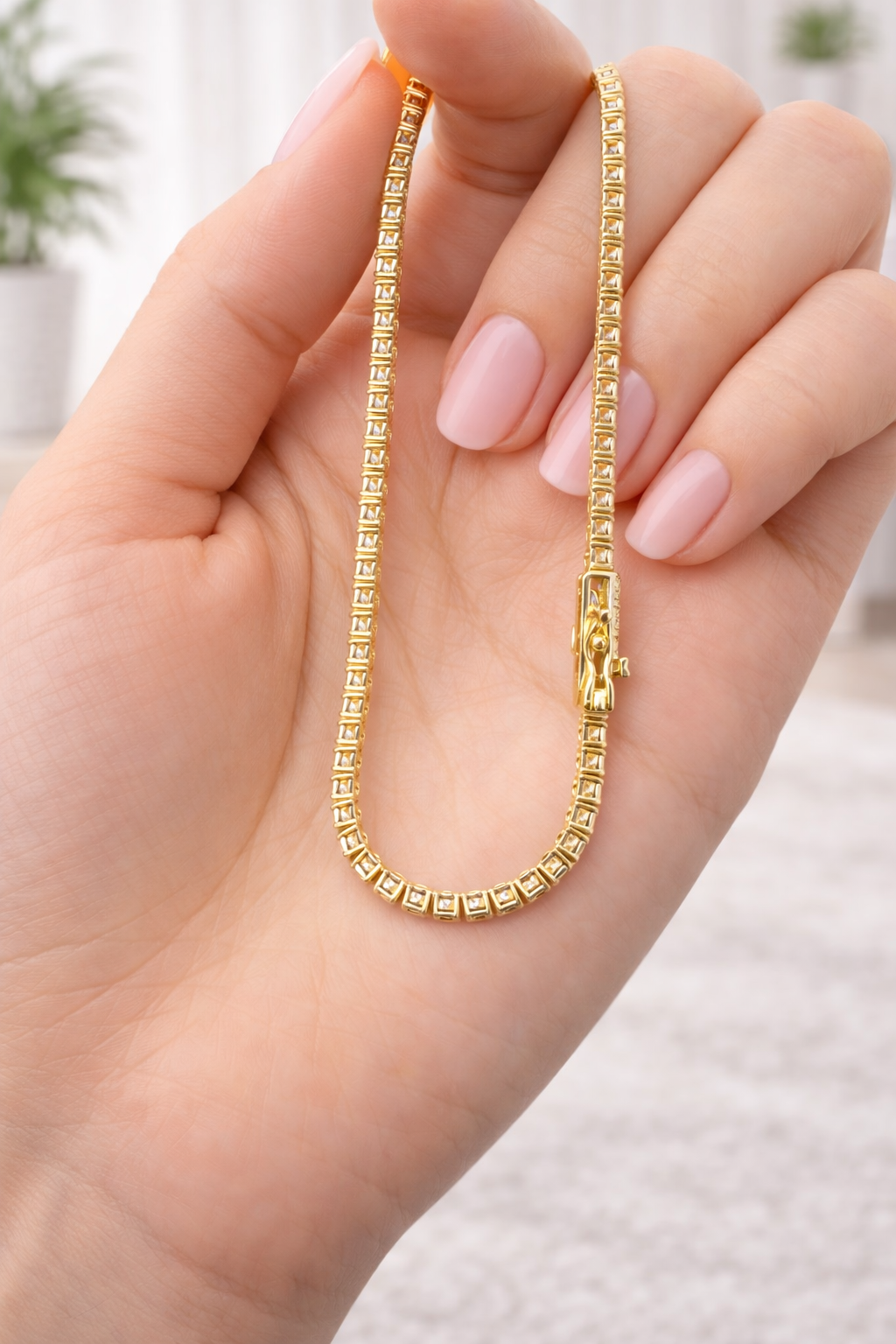 3.36Ct Lab Diamond 7" 14K Yellow Gold Tennis Bracelet