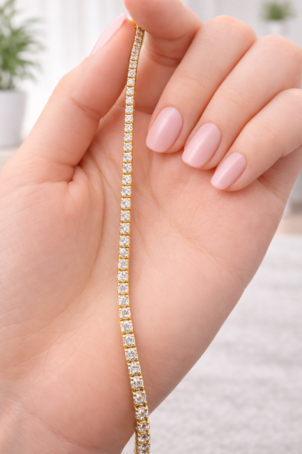 3.36Ct Lab Diamond 7" 14K Yellow Gold Tennis Bracelet