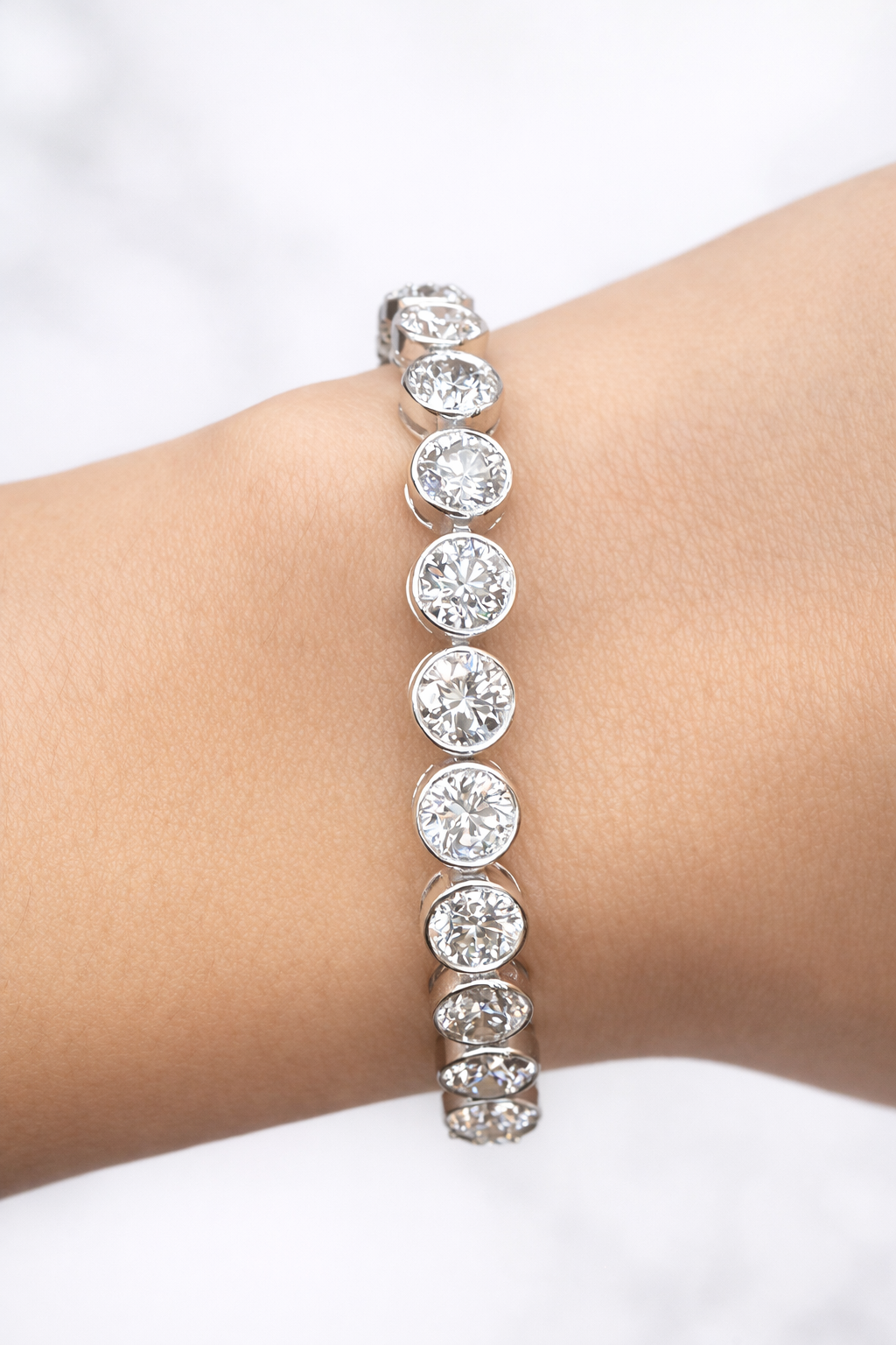 17.06ct Round Lab Diamond 7" Bracelet White Gold