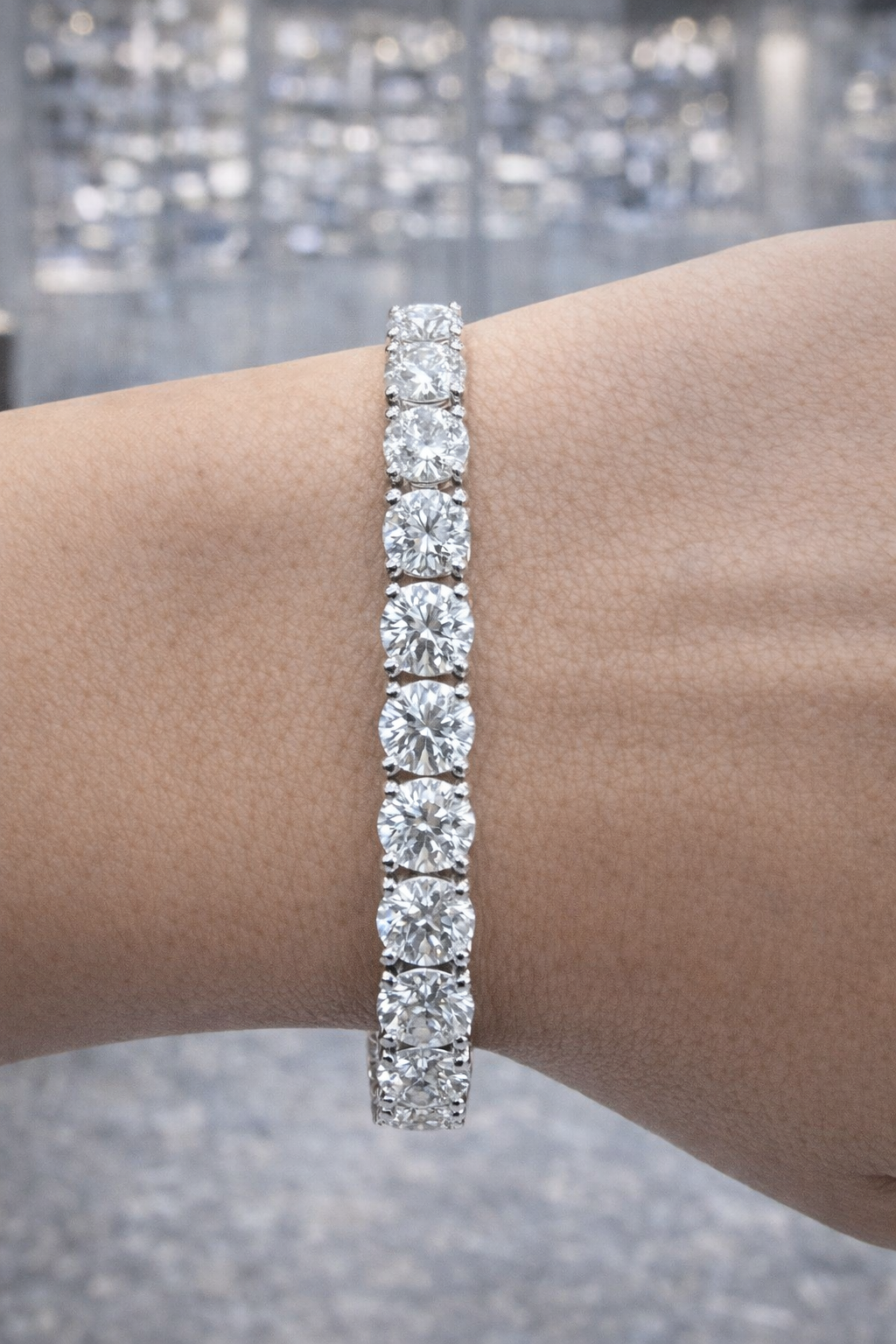 15.40ct 14K White Gold Lab Diamond 7" Tennis Bracelet