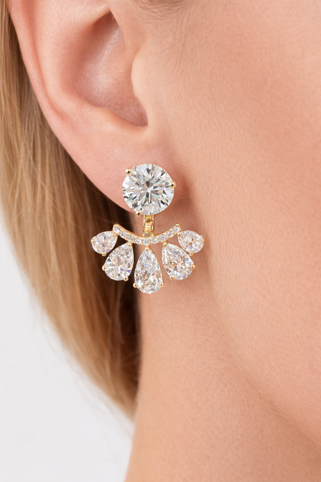 Pear Shaped Dangle Jacket Lab Diamond Earring