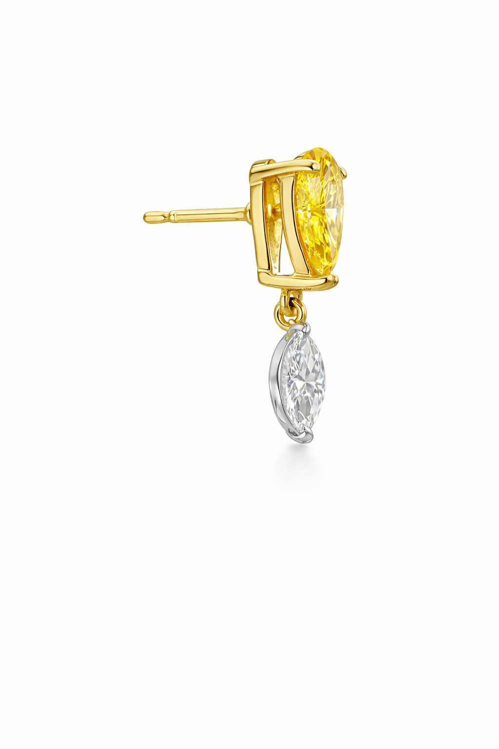 2 Stone 14K Gold Lab Diamond Earring