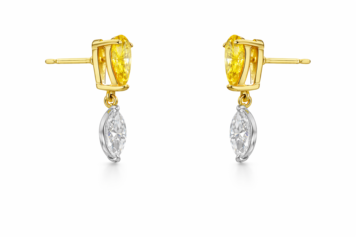2 Stone 14K Gold Lab Diamond Earring