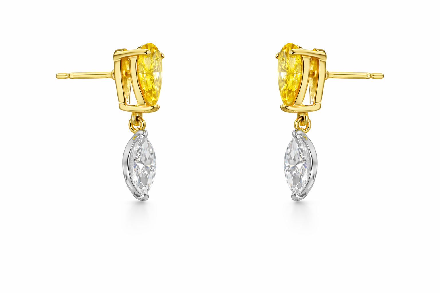 2 Stone 14K Gold Lab Diamond Earring