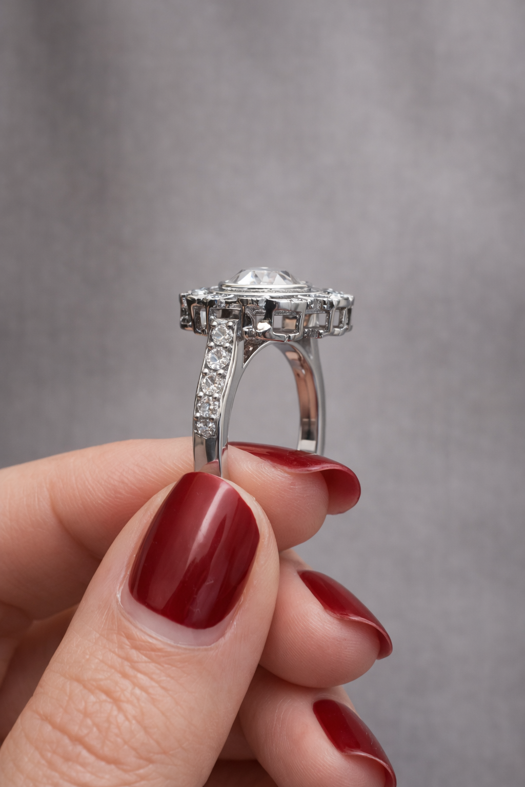 Platinum Ring With Natural Sapphire & 1.57ct OEC Lab Diamond