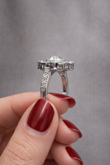 Platinum Ring With Natural Sapphire & 1.57ct OEC Lab Diamond