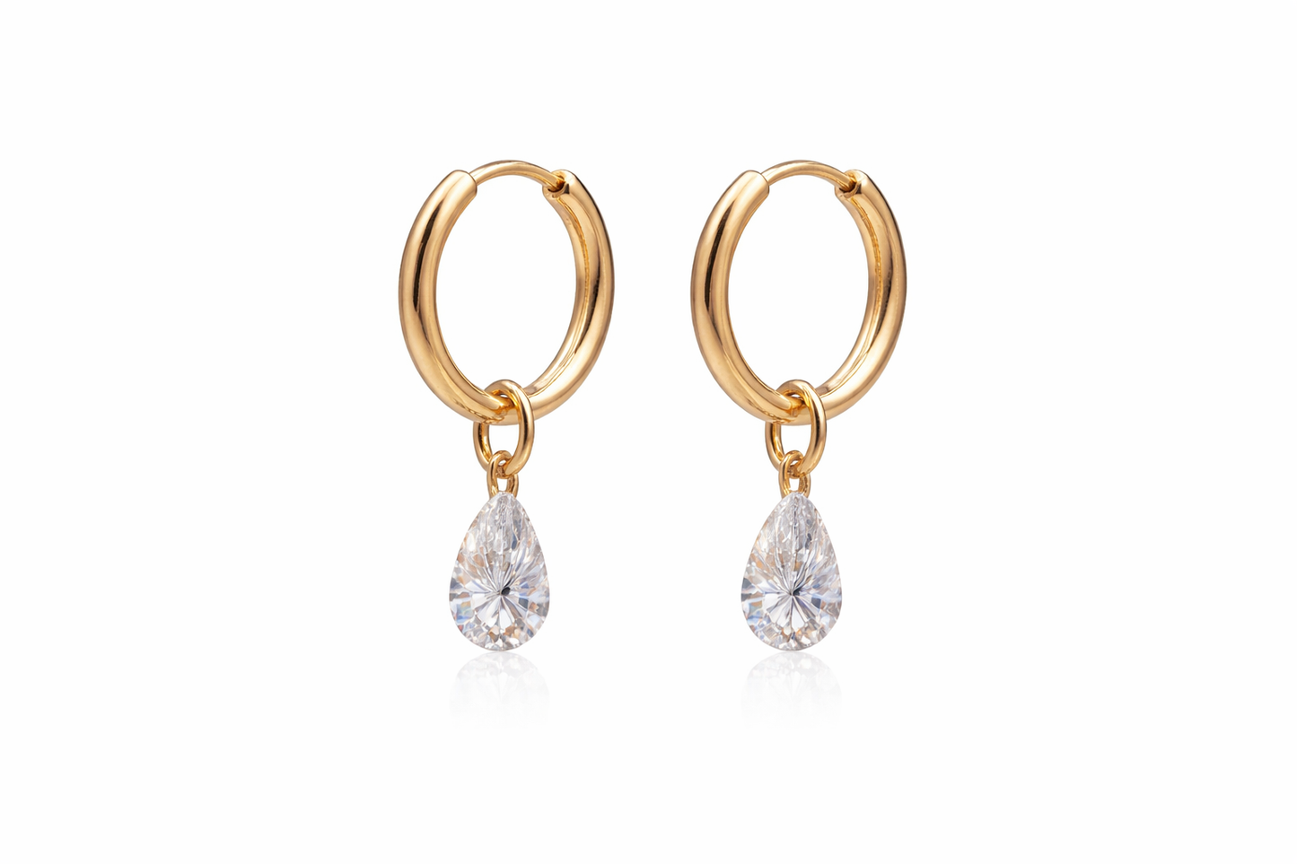 1ct Pear Diamond Small Hoop Earrings