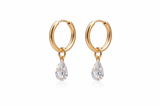 1ct Pear Diamond Small Hoop Earrings