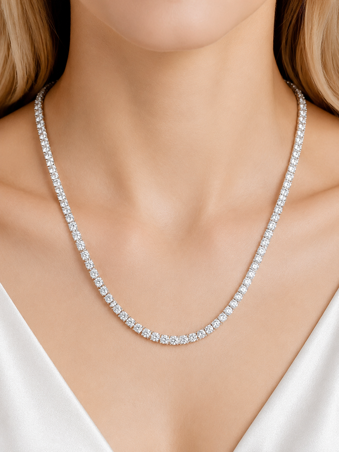 15.55cttw White Gold Lab Diamond 17" Tennis Necklace