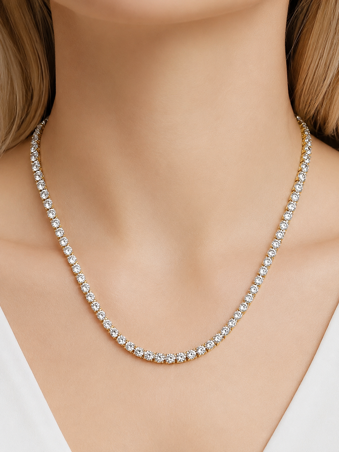 IGI 10.92cttw Yellow Gold Lab Diamond 20" Tennis Necklace