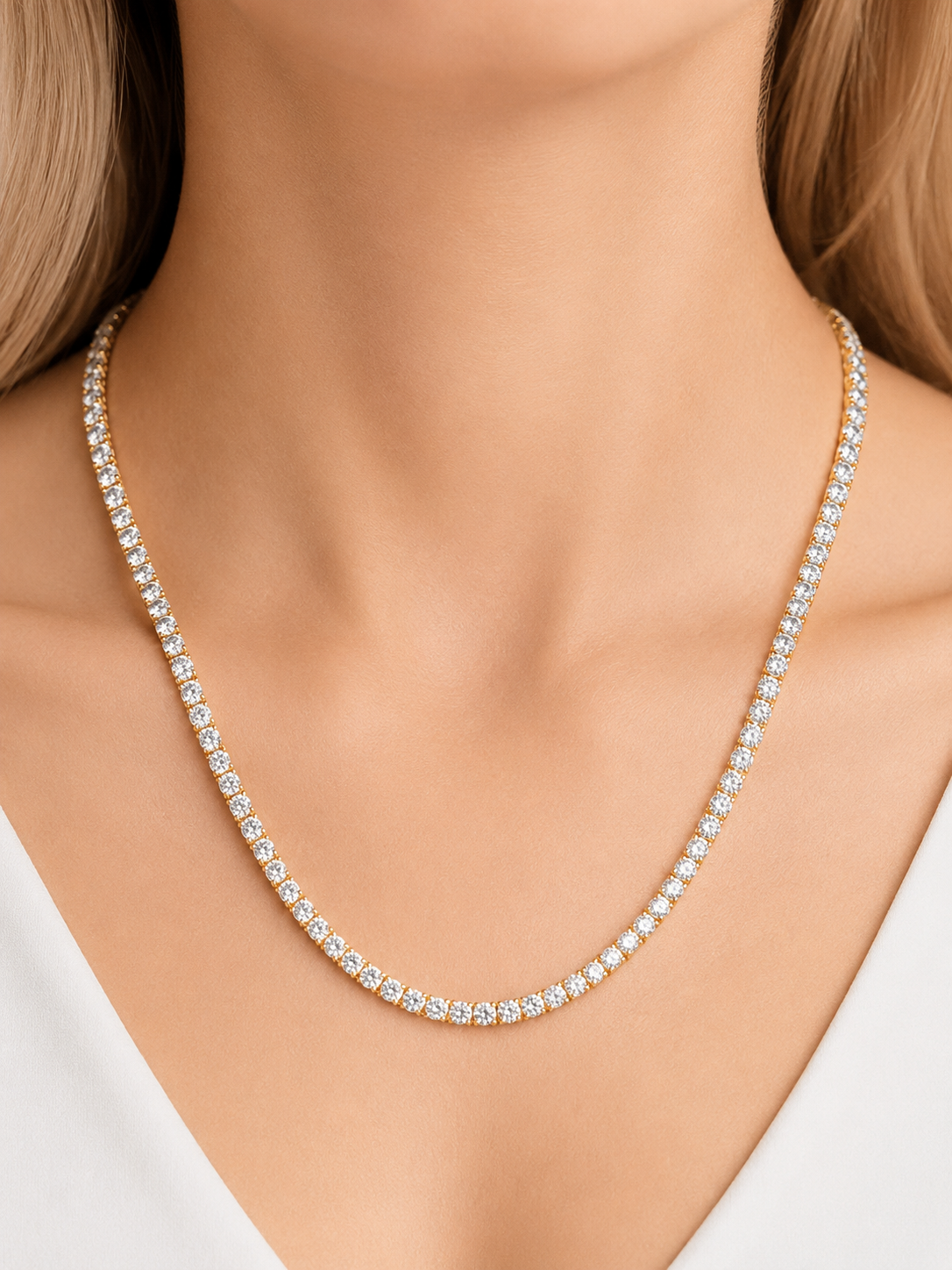 IGI 7.83cttw Yellow Gold Lab Diamond 22" Tennis Necklace