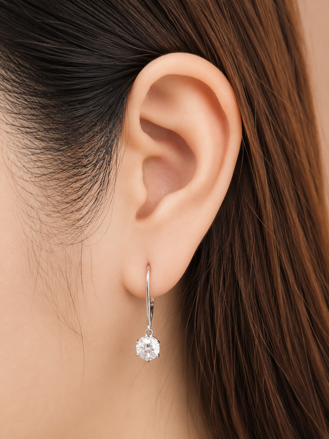 IGI White Gold Round Lab Diamond Dangle Earring