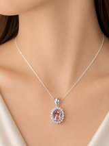2.71cttw White Gold Fancy Pink OVal Lab Diamond Pendant