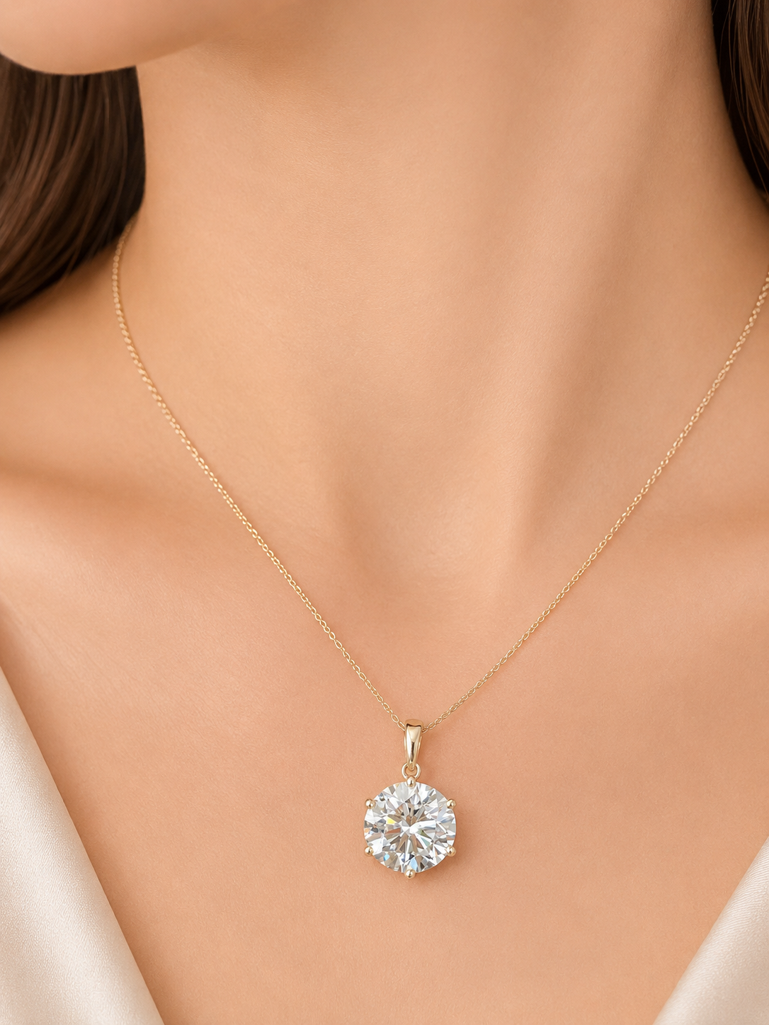 IGI 4.81cttw Yellow Gold Round Lab Diamond Pendant
