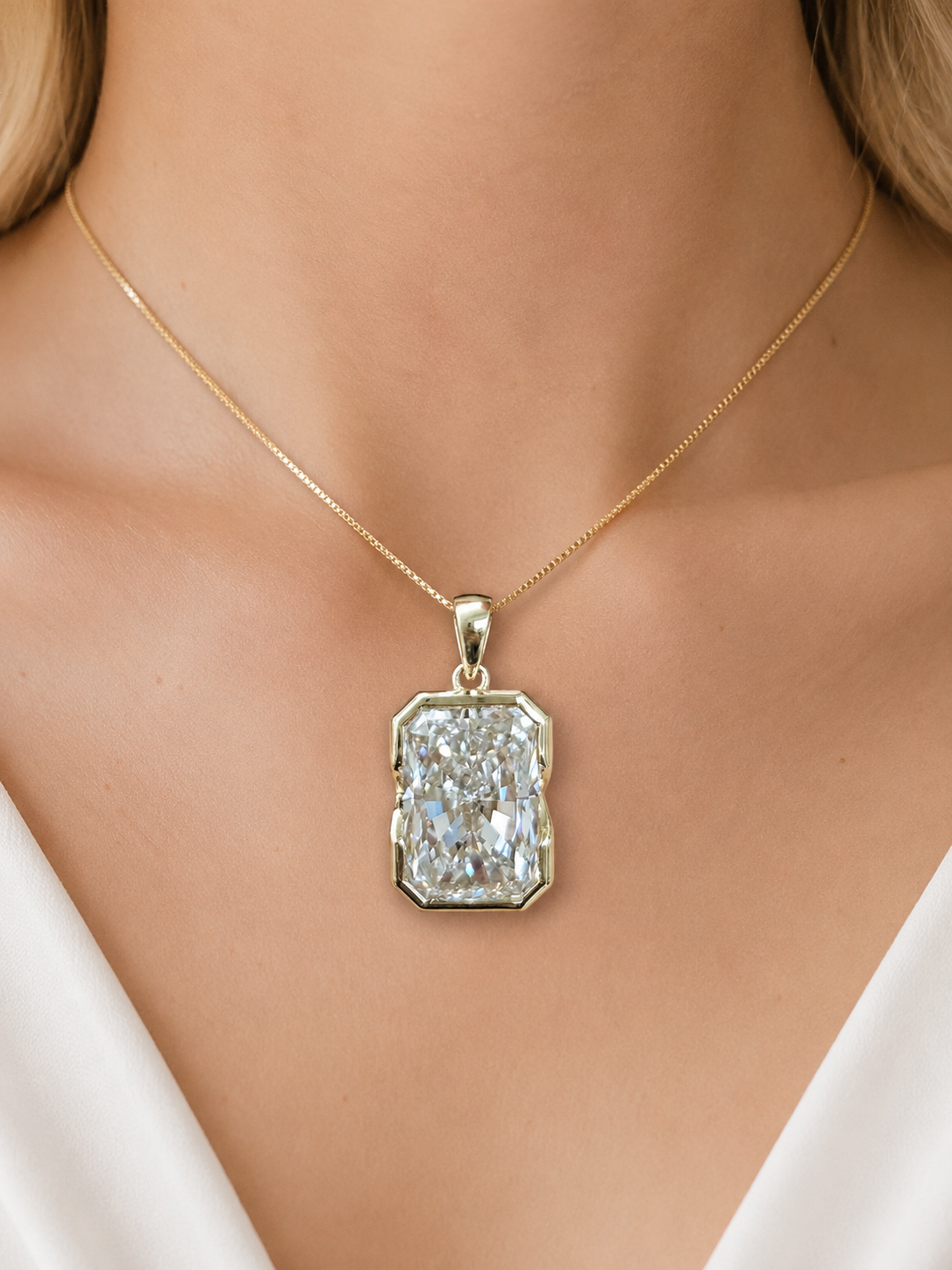 11.61cttw Yellow Gold Radiant Lab Diamond Pendant