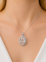 IGI 4.88cttw White Gold Fancy Pink Oval Lab Diamond Pendant