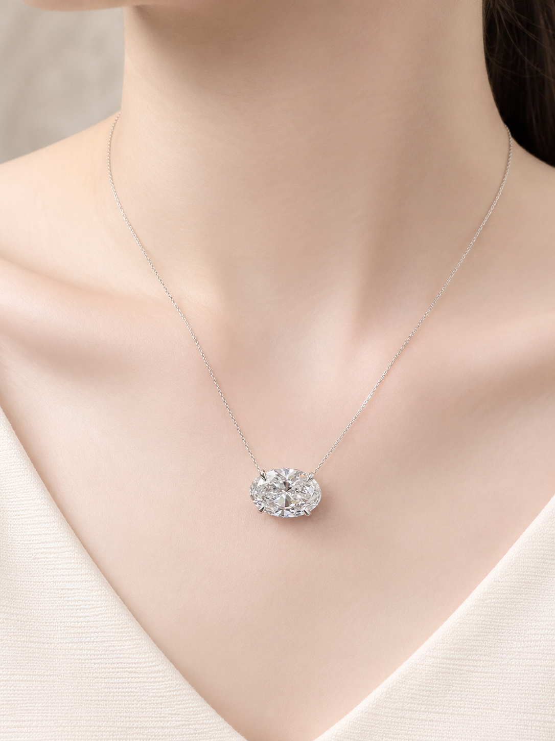 5.06cttw White Gold Oval Lab Diamond Pendant