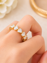 5.55cttw Yellow Gold Heart Shaped Lab Diamond Eternity Band