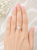 IGI 1.69cttw Yellow Gold Cushion Hidden Halo Lab Diamond Ring