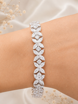 White Gold 12.02cttw Flower Lab Diamond 7" Bracelet
