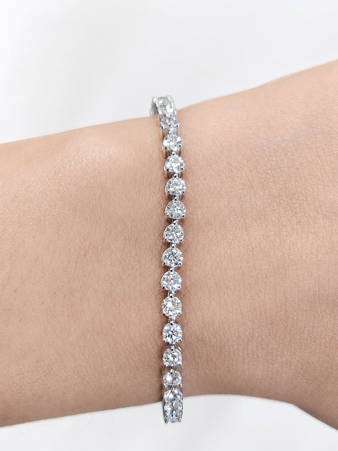 IDT 3.74ct White Gold 3 Prong Lab Diamond 7" Tennis Bracelet