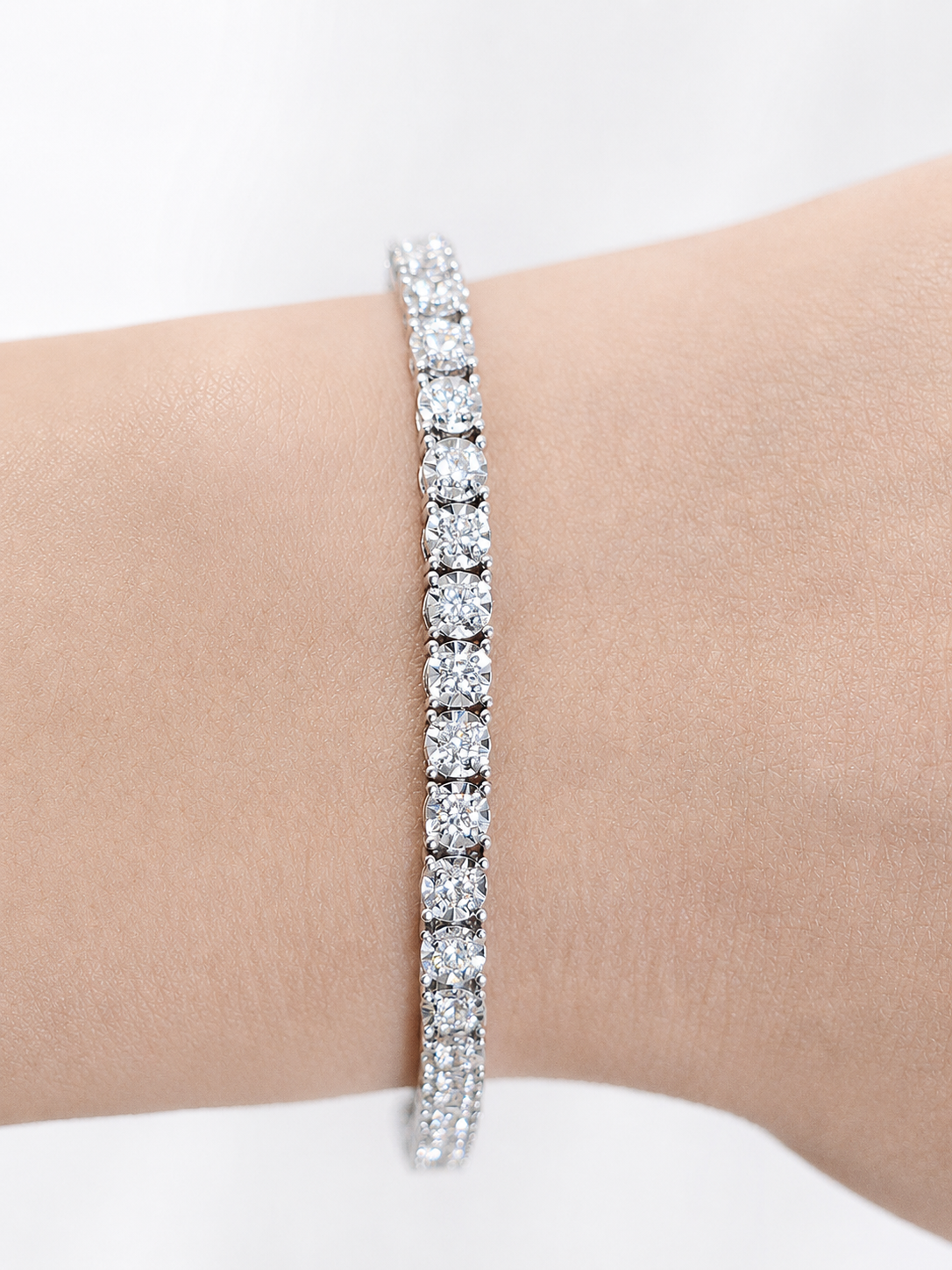 1.90ct White Gold Lab Diamond 7" Bracelet