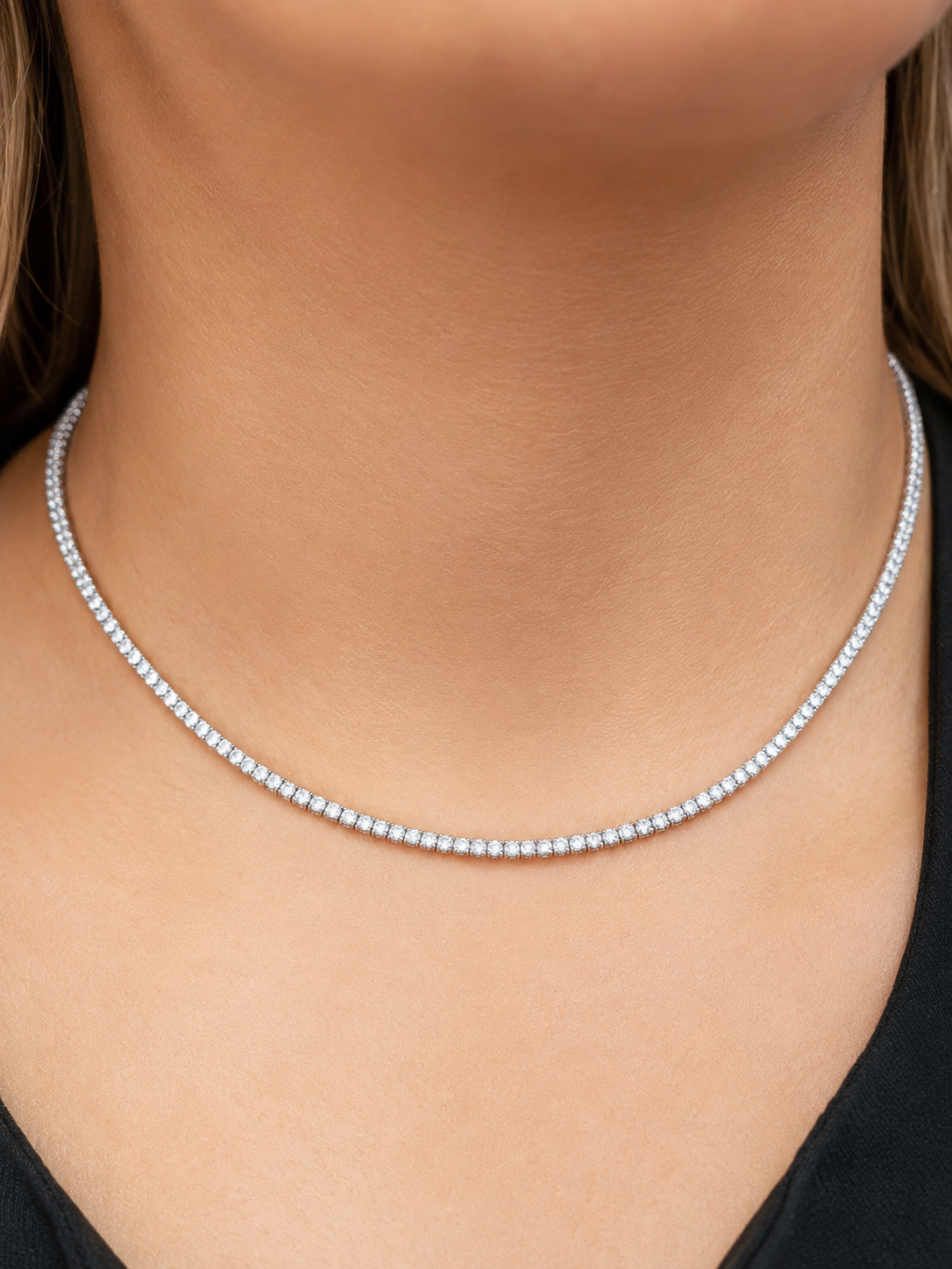 Under 6cttw White Gold Lab Diamond 16" Necklace