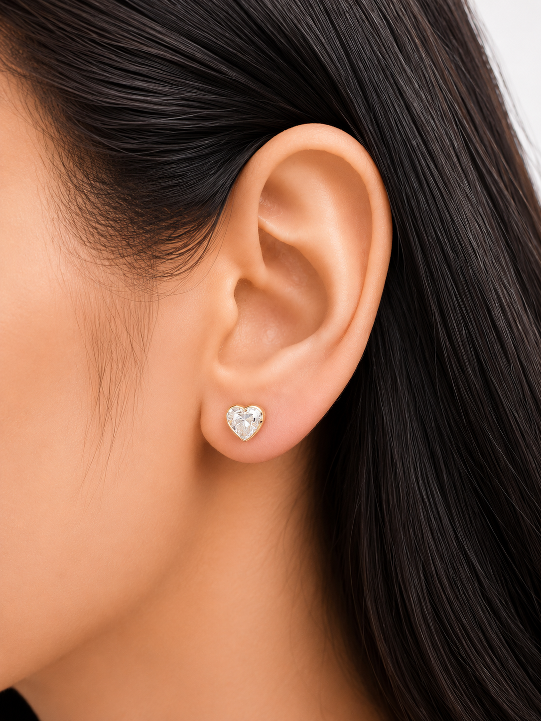 2.13Cttw Bezel Set Yellow Gold Heart Shape Lab Diamond Earring
