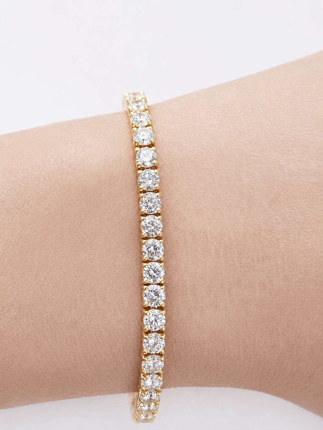 6.40Cttw Yellow Gold Round Lab Diamond 7" Tennis Bracelet