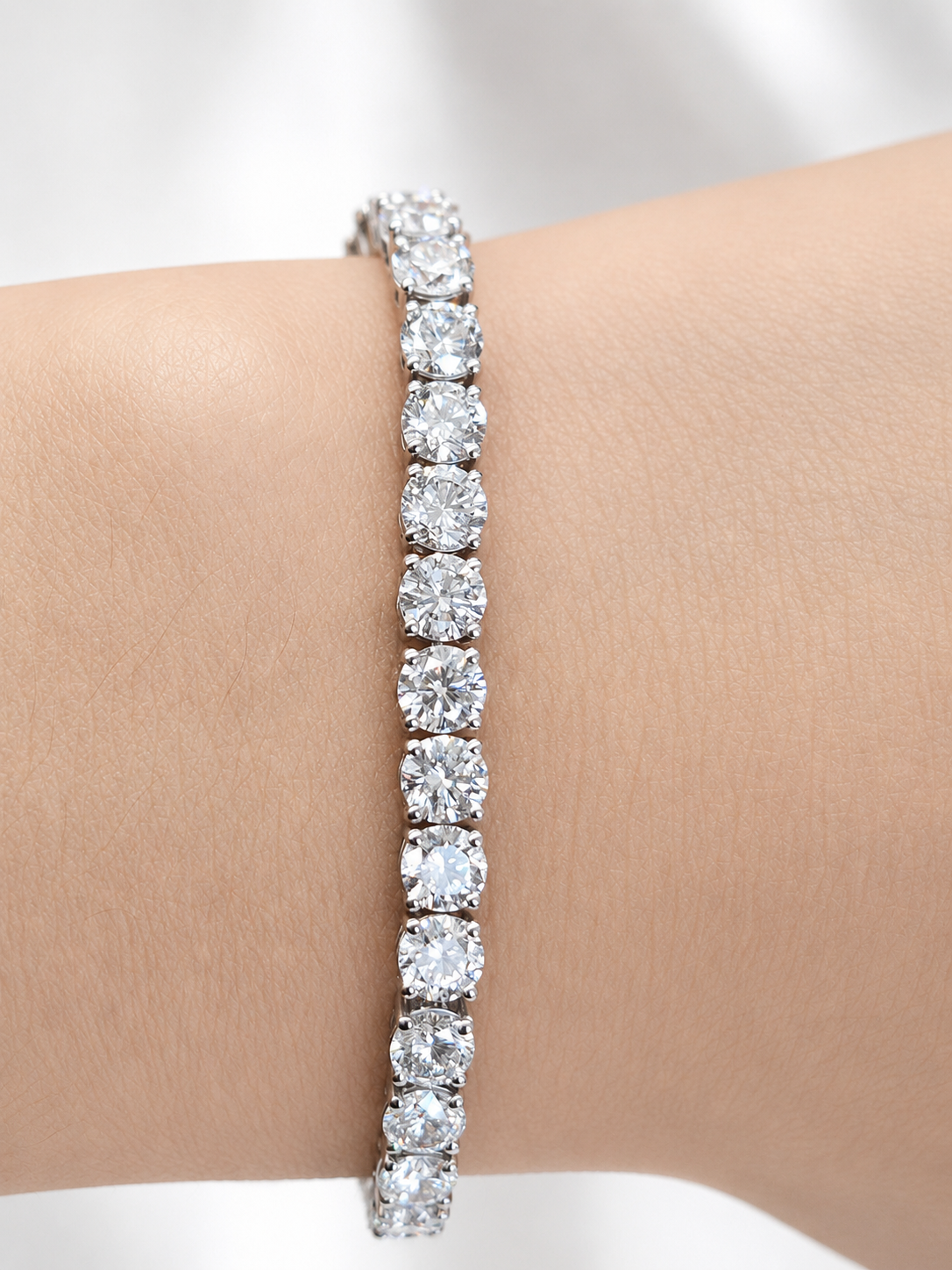 10Cttw White Gold & Yellow Gold Light Weight Round Lab Diamond Tennis Bracelet