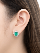 Green Emerald White Gold Earring