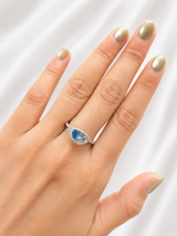 0.37ct White Gold Blue Emerald Gemstone Lab Diamond Ring