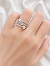 3.12ct White Gold Heart & Pear Shaped 3 Layered Lab Diamond Ring
