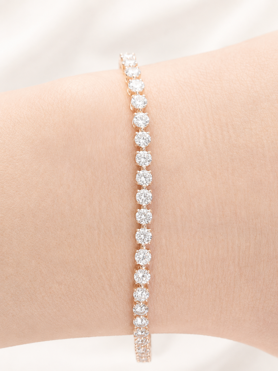 2.87cttw Rose Gold 3 Prongs Lab Diamond 7" Bracelet