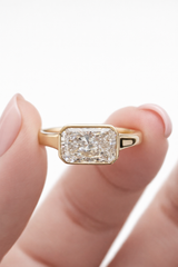 Custom - Made 1 CT+ TRIS Radiant Bezel Ring 14K Yellow Gold