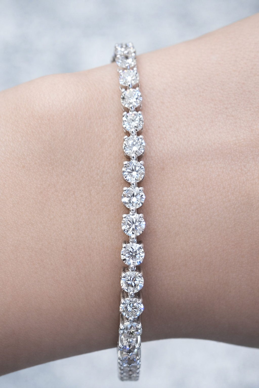 5.95ct White Gold 7" Lab Diamonds Tennis Bracelet