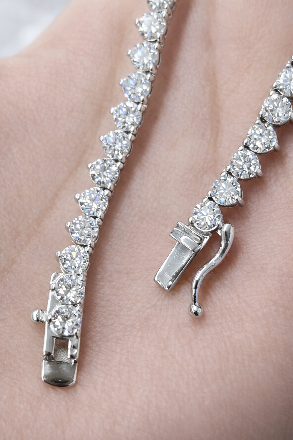 White Gold 3 Prongs 16" Lab Diamond Necklace