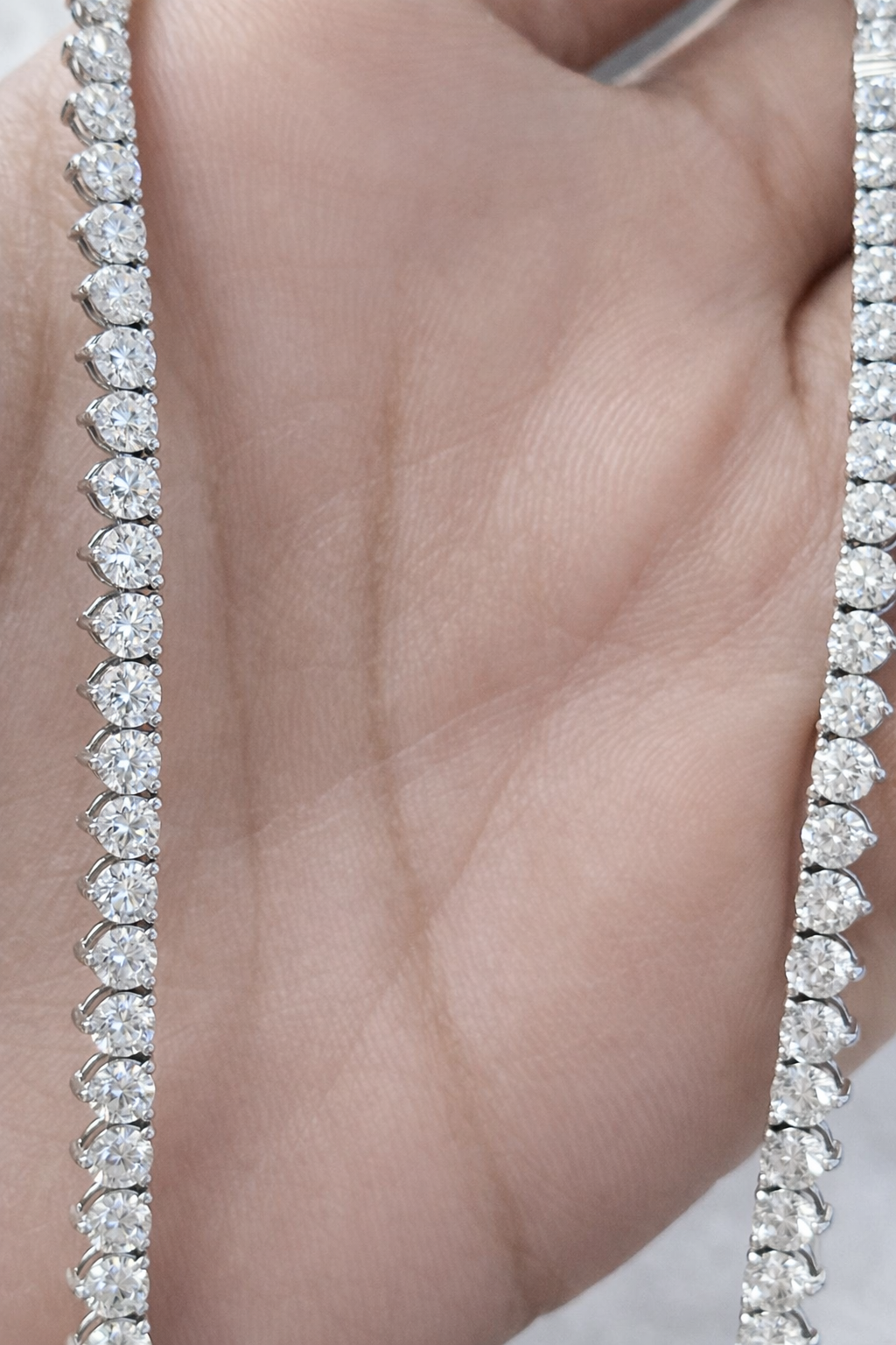 White Gold 3 Prongs 16" Lab Diamond Necklace