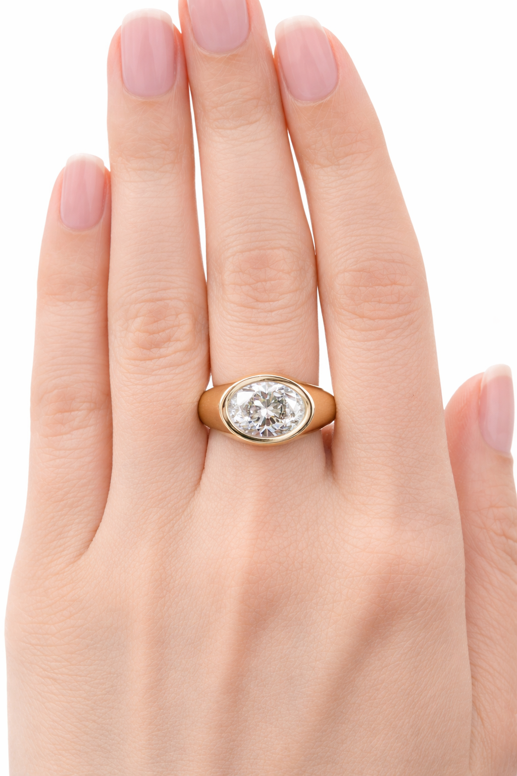 2.51cttw Oval Bezel Ring in Yellow Gold