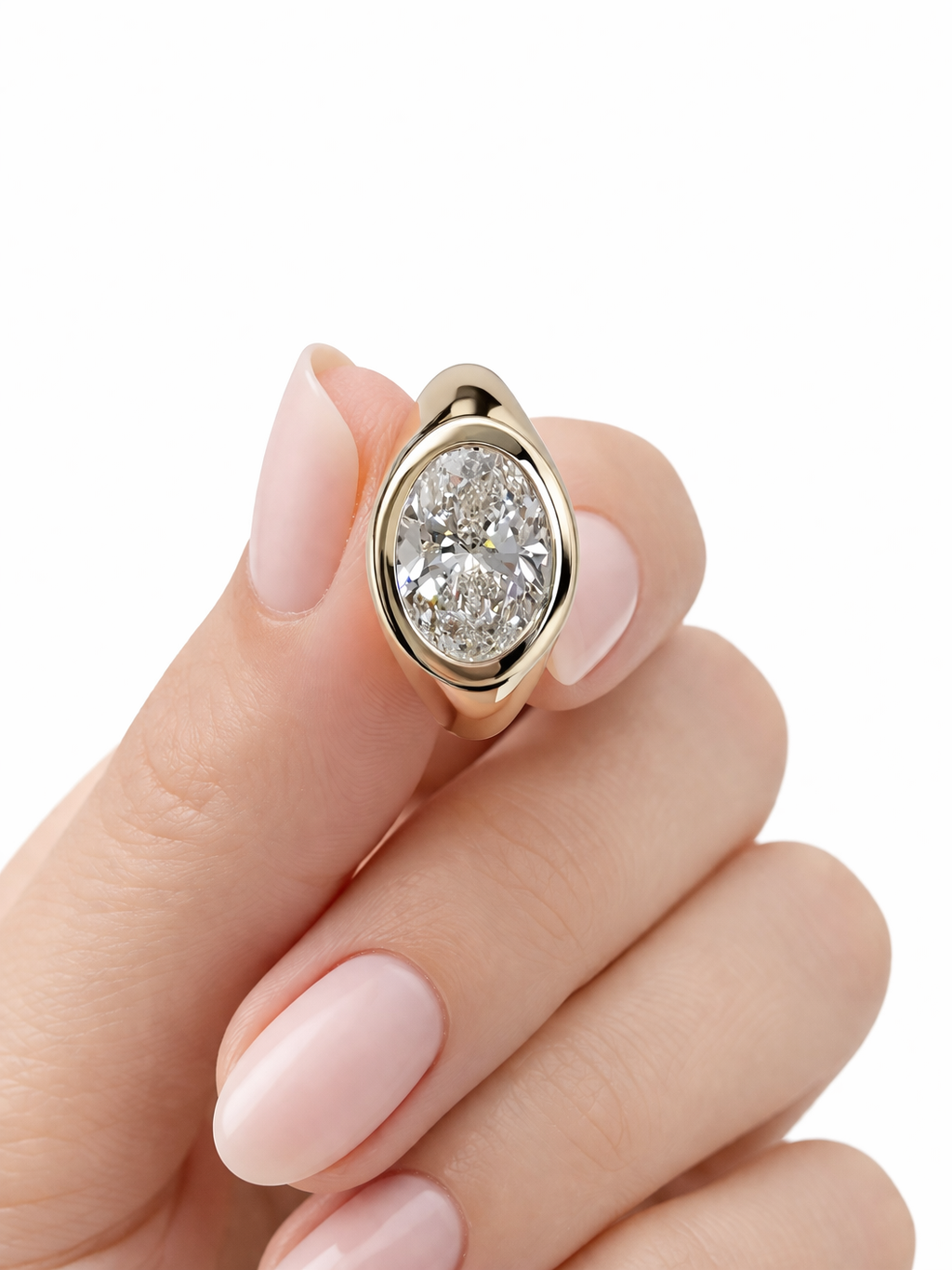 2.51cttw Oval Bezel Ring in Yellow Gold