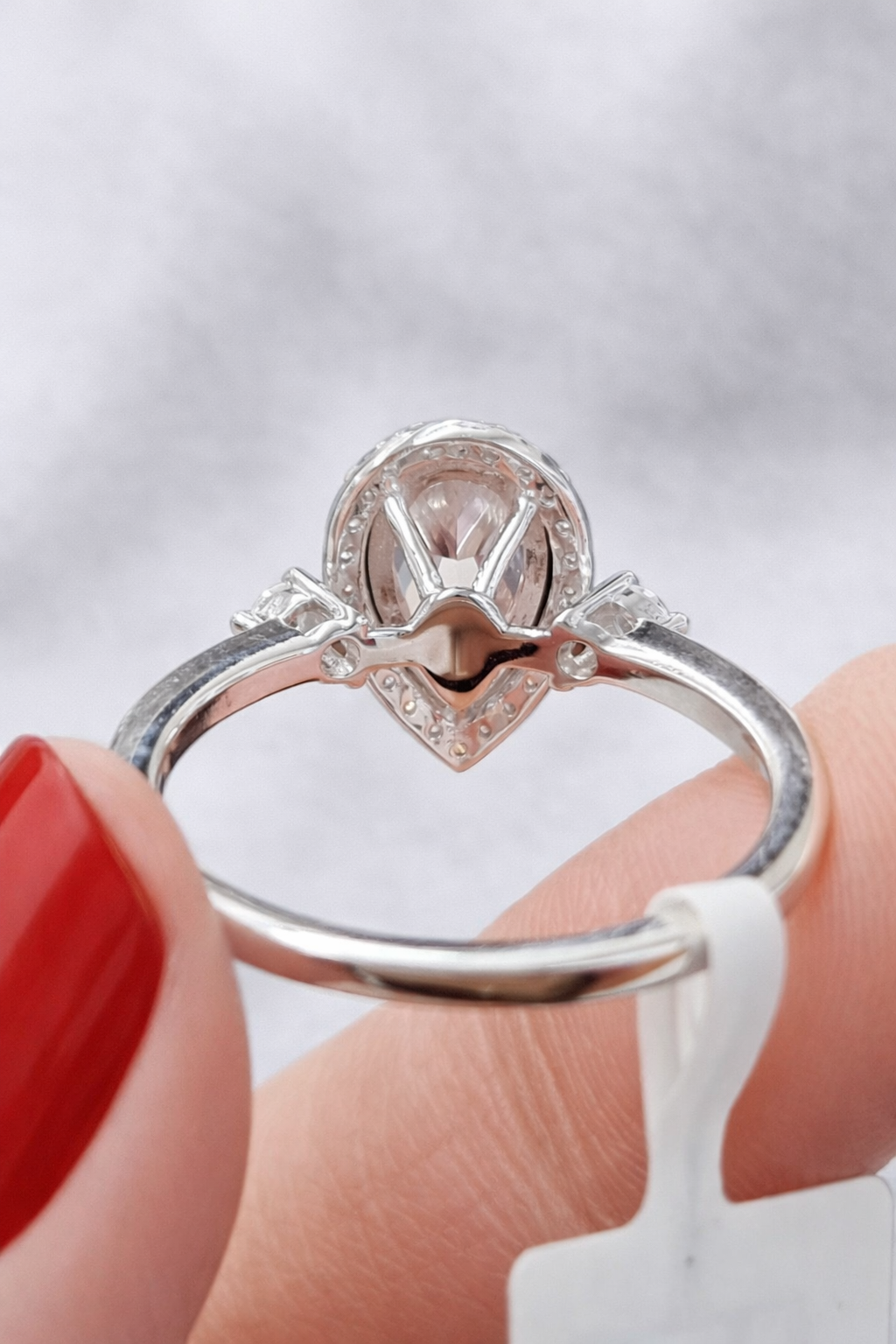 1.8CTTW FANCY PINK PEAR & ROUND LAB DIAMOND RING