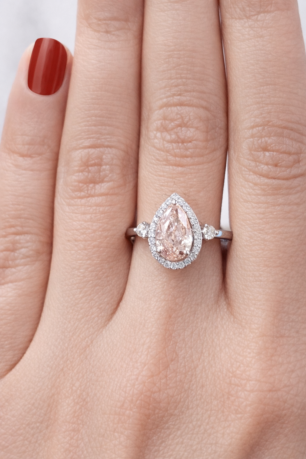 1.8CTTW FANCY PINK PEAR & ROUND LAB DIAMOND RING