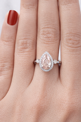 1.8CTTW FANCY PINK PEAR & ROUND LAB DIAMOND RING