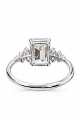 3.21CTTW EMERALD & ROUND LAB DIAMOND RING