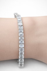 15.985CTTW EMERALD 7" LAB DIAMOND TENNIS BRACELET