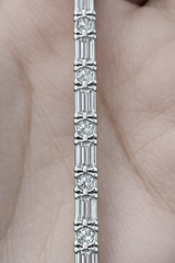 10.02CTTW EMERALD & ROUND 7" LAB DIAMOND TENNIS BRACELET