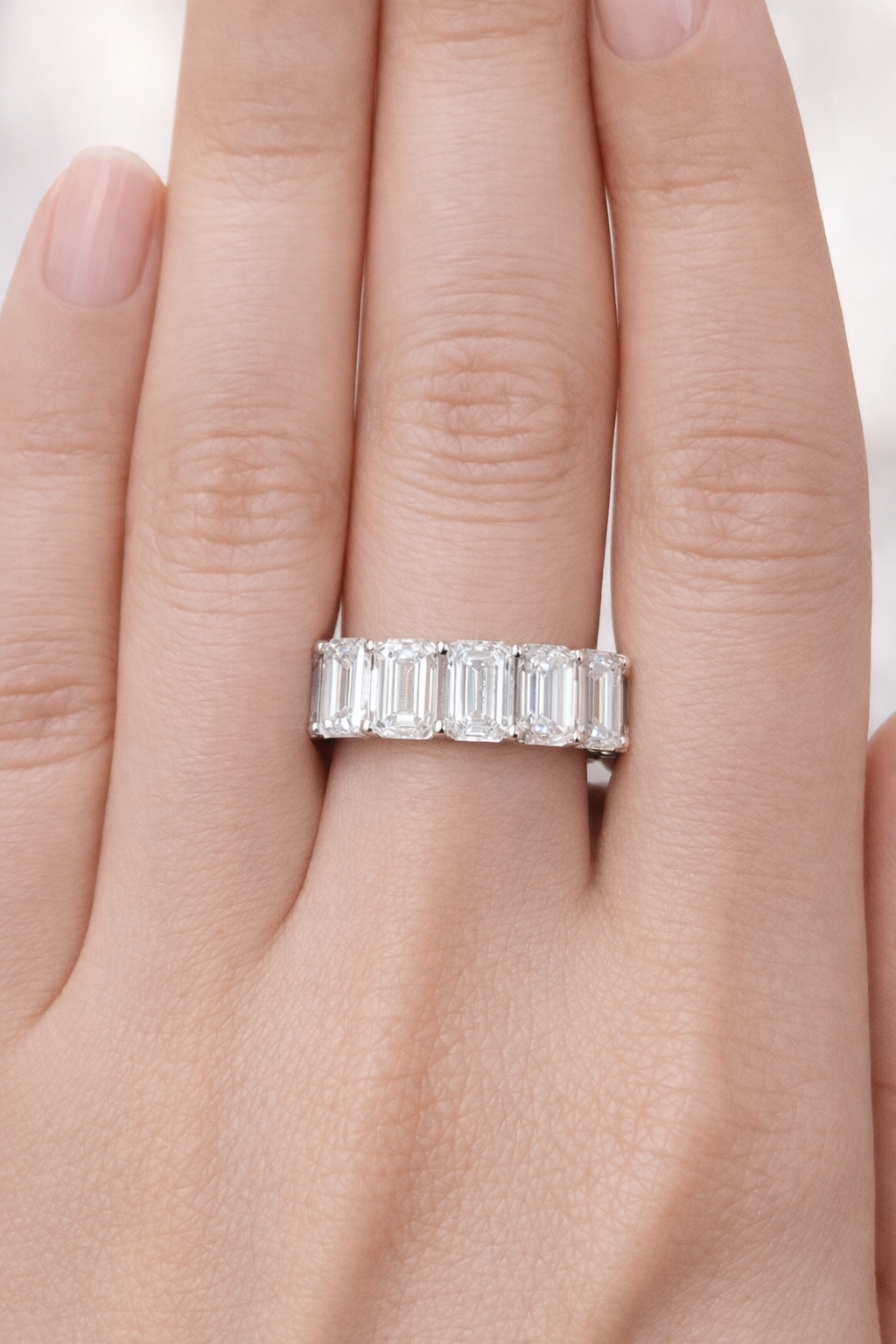 14.41CTTW EMERALD LAB DIAMOND ETERNITY BAND